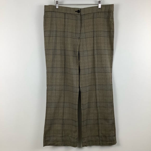 En Thread Plaid Straight Leg Trouser in Brown/Grey - Picture 1 of 4